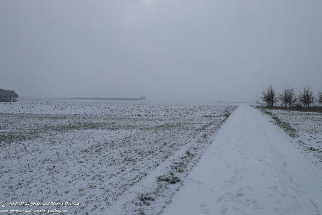 Schnee in Rheinhessen - Mainz Finthen - Ober Olmer Wald