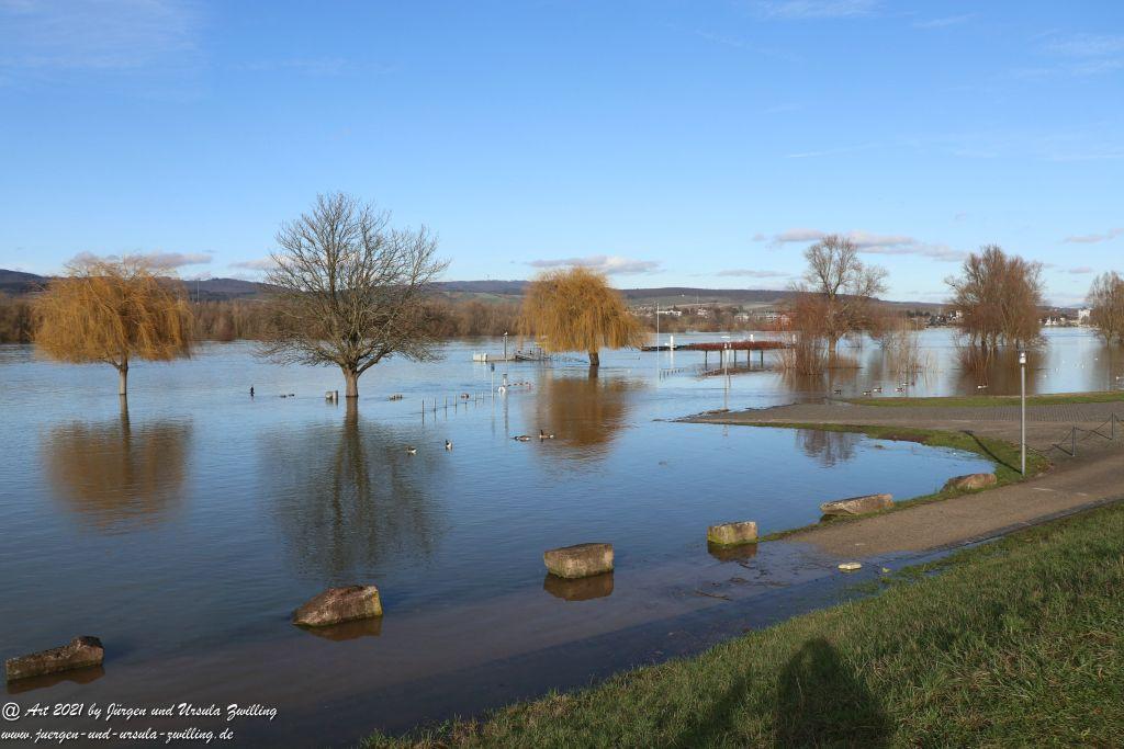 Rheinhochwasser bei Heidenfahrt -Heidesheim - Rheinhessen