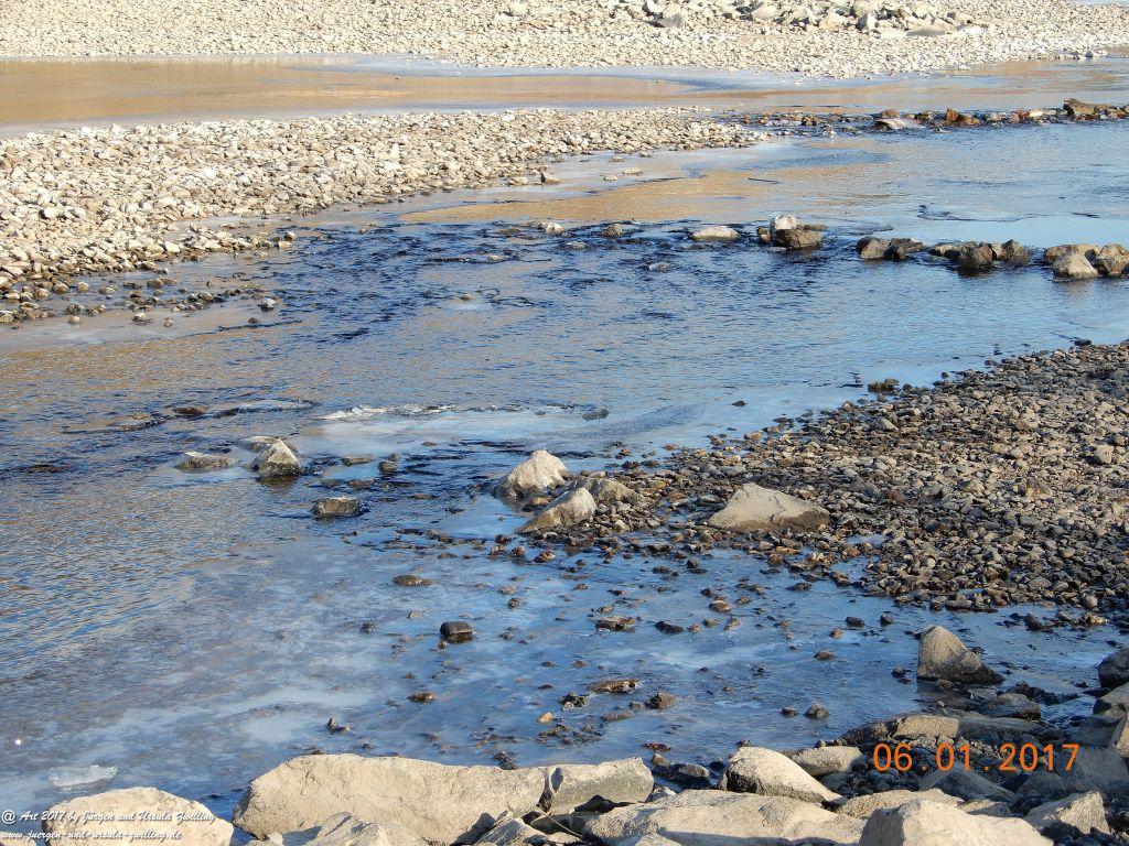 Philosophische Bildwanderung Niedrigwasser am Rhein - Bingen - Mäuseturn