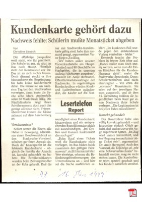 Kundenkarte gehört dazu - Allgemeine Zeitung Mainz 16.03.1999