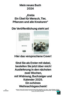 Mein neues Buch 2024 – „Krebs – Ein Übel für Mensch, Tier, Pflanzen und alle Kreaturen“ – das versprochene Cover!
