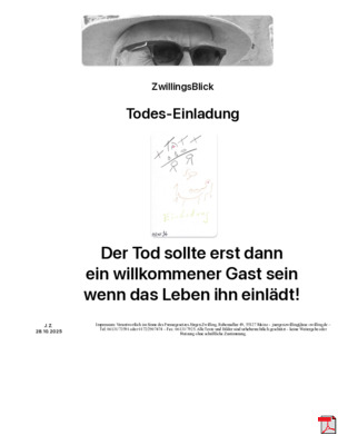 Todes-Einladung - Gedanken - Aphorismen - Kurzgeschichten